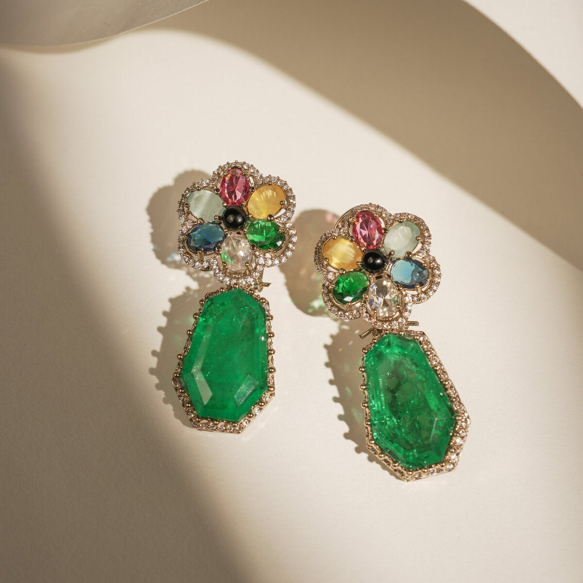 MULTI COLOUR FLORET EMERALD DROP